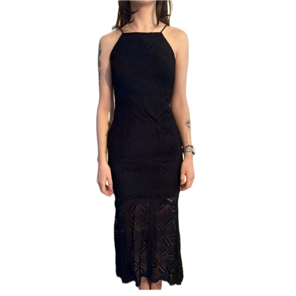 Bardot Revolve Elegant Black Midi Dress Size 6